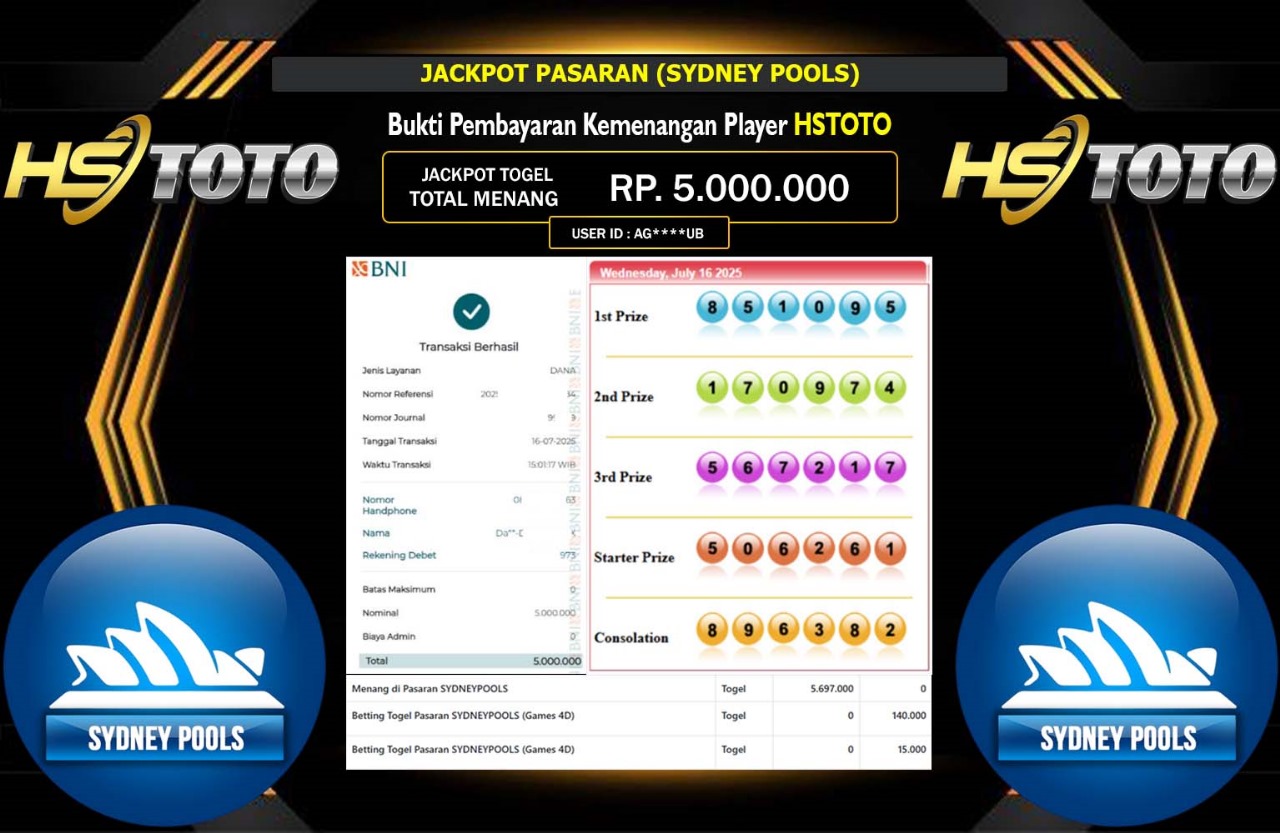 HSTOTO JACKPOT PASARAN (SYDNEY POOLS) Rp.5.000.000,- LUNAS