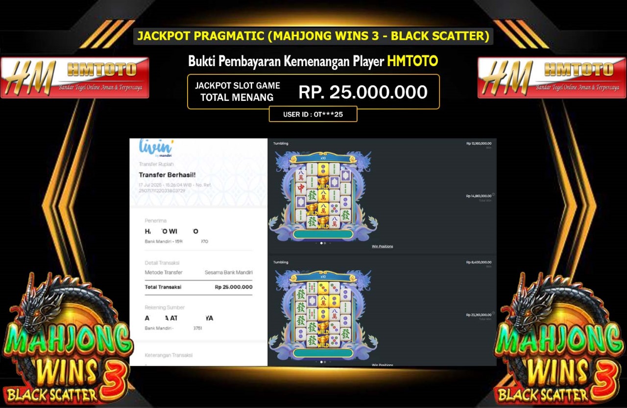 HMTOTO JACKPOT PRAGMATIC MAHJONG WINS 3 - BLACK SCATTER Rp.25.000.000,- LUNAS