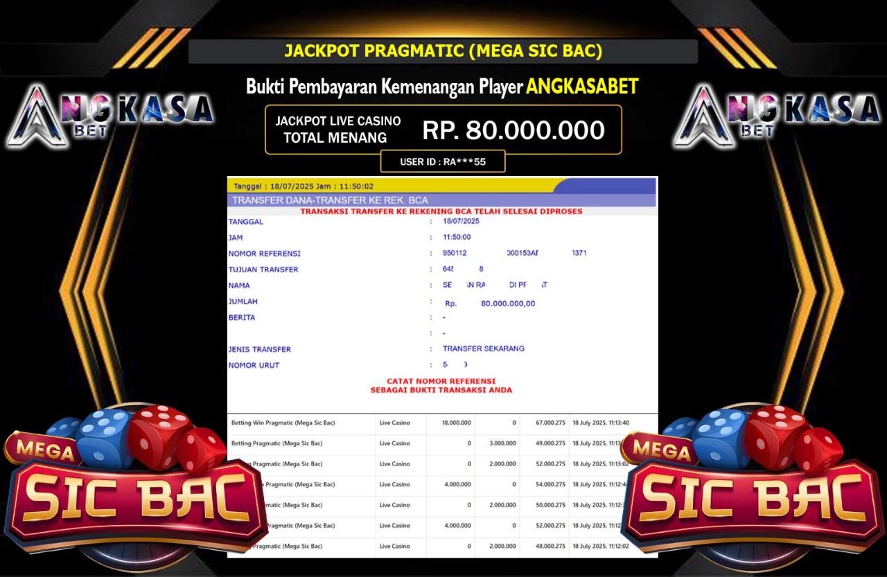 ANGKASABET JACKPOT PRAGMATIC MEGA SIC BAC Rp.80.000.000,- LUNAS