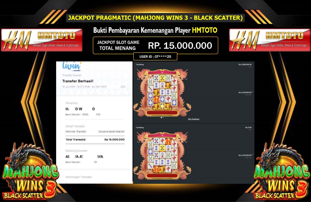 HMTOTO JACKPOT PRAGMATIC MAHJONG WINS 3 - BLACK SCATTER Rp.15.000.000,- LUNAS