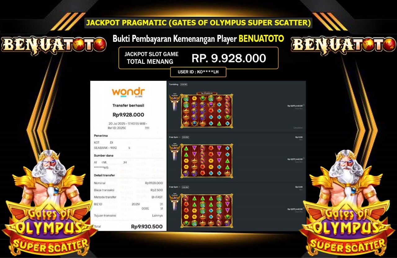 BENUATOTO JACKPOT PRAGMATIC (GATES OF OLYMPUS SUPER SCATTER) Rp.9.928.000,- LUNAS