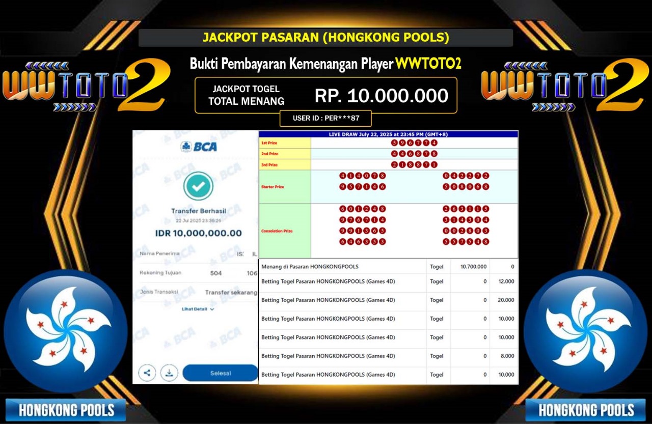 WWTOTO2 JACKPOT PASARAN HONGKONG POOLS Rp.10.000.000,- LUNAS