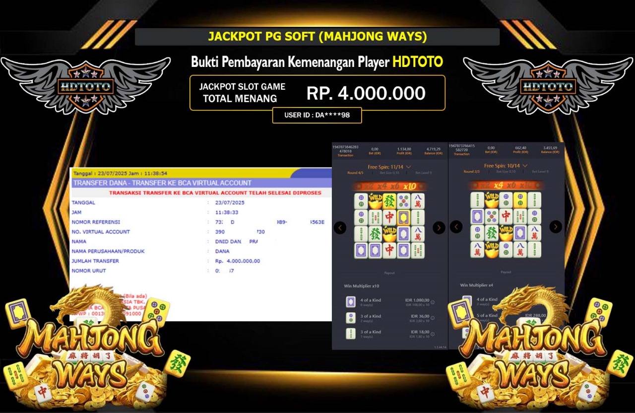 HDTOTO JACKPOT PG SOFT MAHJONG WAYS Rp.4.000.000,- LUNAS