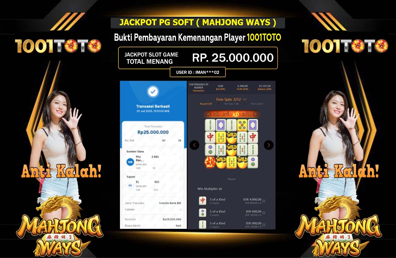 1001TOTO JACKPOT PG SOFT MAHJONG WAYS Rp.25.000.000,- LUNAS