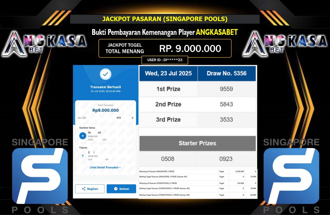 ANGKASABET JACKPOT PASARAN SINGAPORE POOLS Rp.9.000.000,- LUNAS