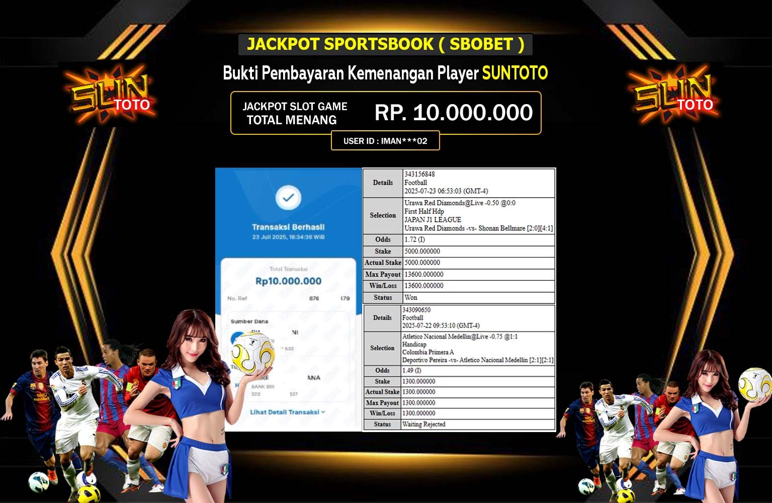 SUNTOTO JACKPOT SPORTSBOOK Rp.10.000.000,- LUNAS