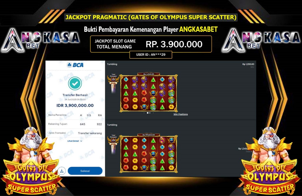 ANGKASABET JACKPOT PAGMATIC GATES OF OLYMPUS SUPER SCATTER Rp.3.900.000,- LUNAS