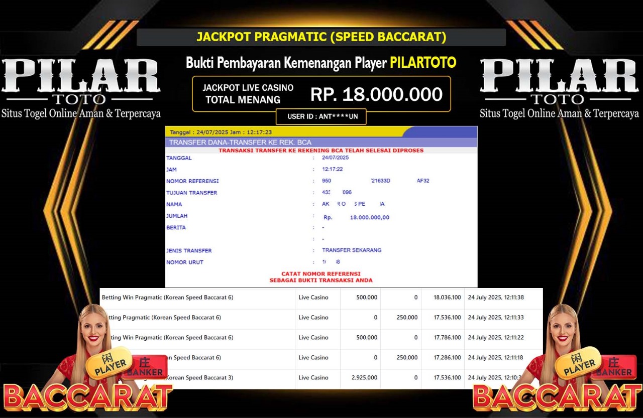 PILARTOTO JACKPOT PRAGMATIC SPEED BACCARAT Rp.18.000.000,- LUNAS
