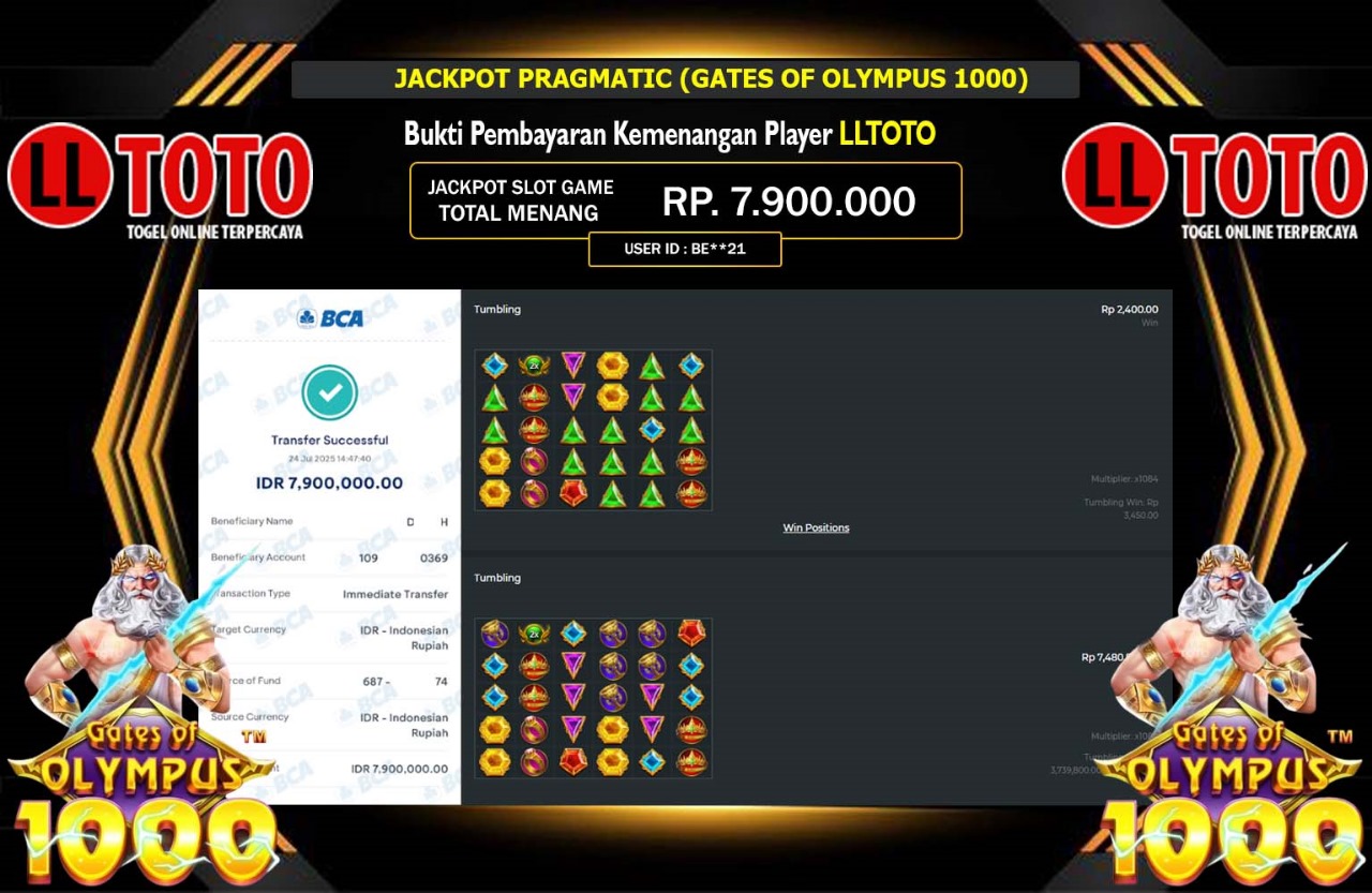 LLTOTO JACKPOT PRAGMATIC GATES OF OLYMPUS 1000 Rp.7.900.000,- LUNAS