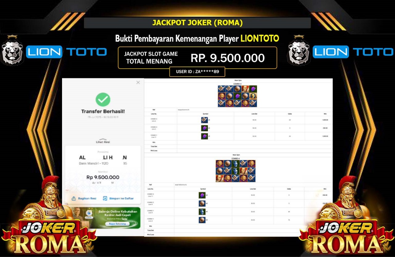 LIONTOTO JACKPOT JOKER (ROMA)  Rp.9.500.000,- LUNAS