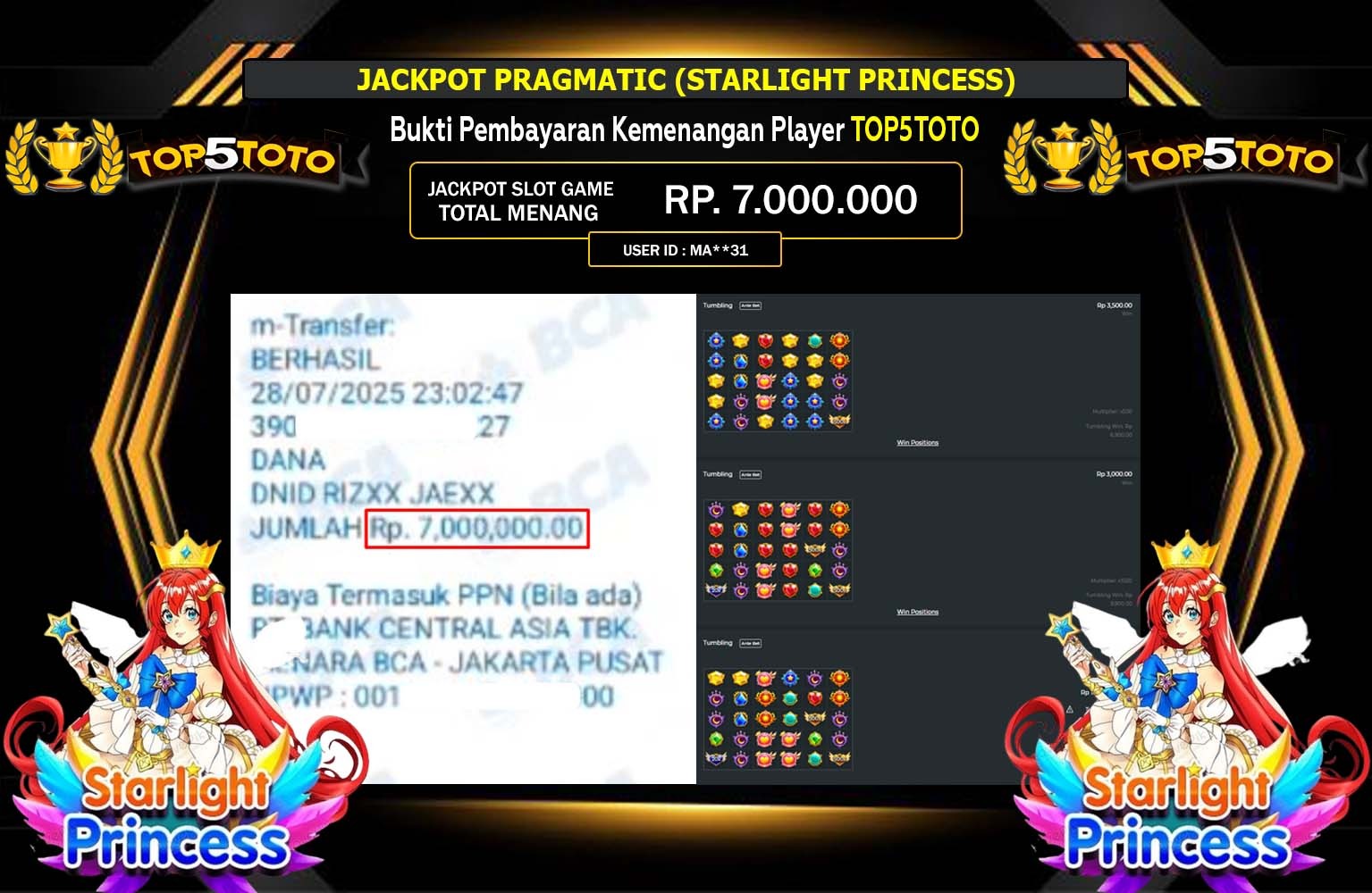 TOP5TOTO JACKPOT PRAGMATIC (STARLIGHT PRINCESS) Rp.7.000.000,- LUNAS