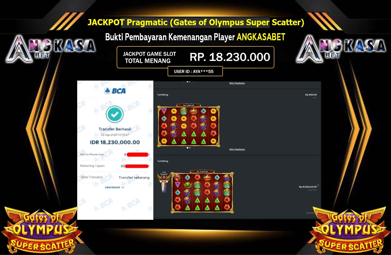 ANGKASABET JACKPOT PAGMATIC GATES OF OLYMPUS SUPER SCATTER Rp18.230.000,- LUNAS