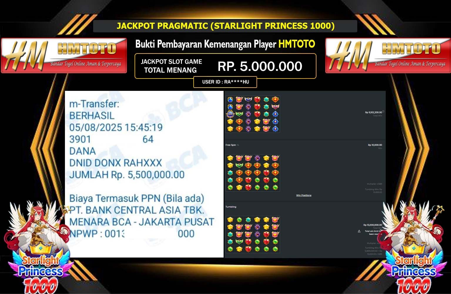 HMTOTO JACKPOT PRAGMATIC (STARLIGHT PRINCESS 1000) Rp.5.000.000,- LUNAS