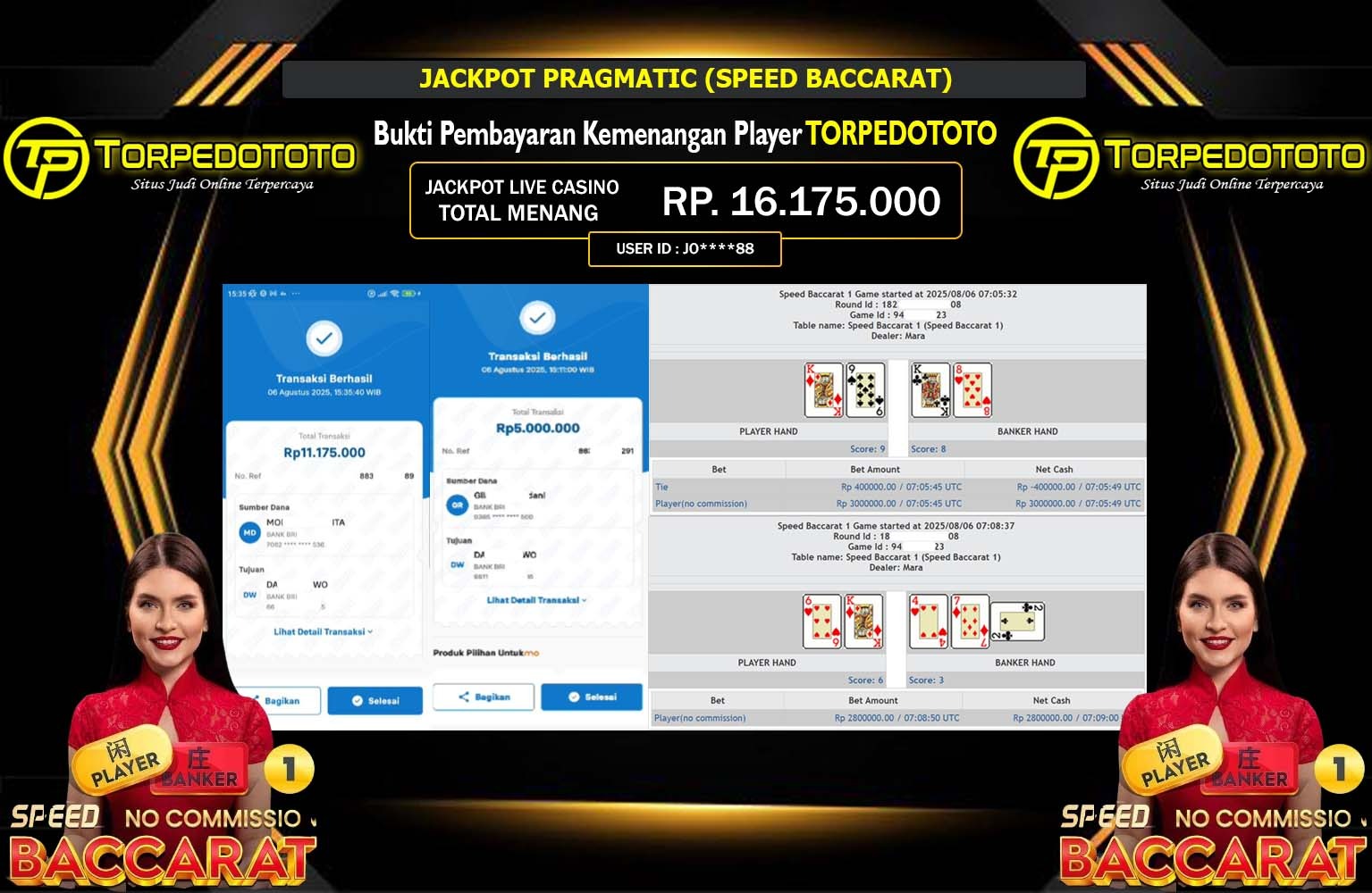 TORPEDOTOTO JACKPOT PRAGMATIC (SPEED BACCARAT)  Rp.16.175.000,- LUNAS
