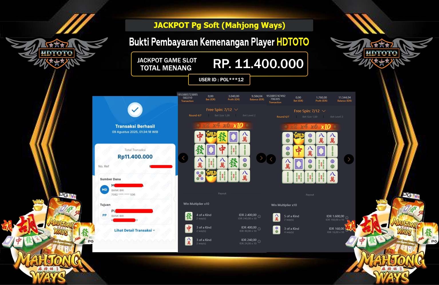HDTOTO JACKPOT PG SOFT MAHJONG WAYS Rp.11.400.000,- LUNAS