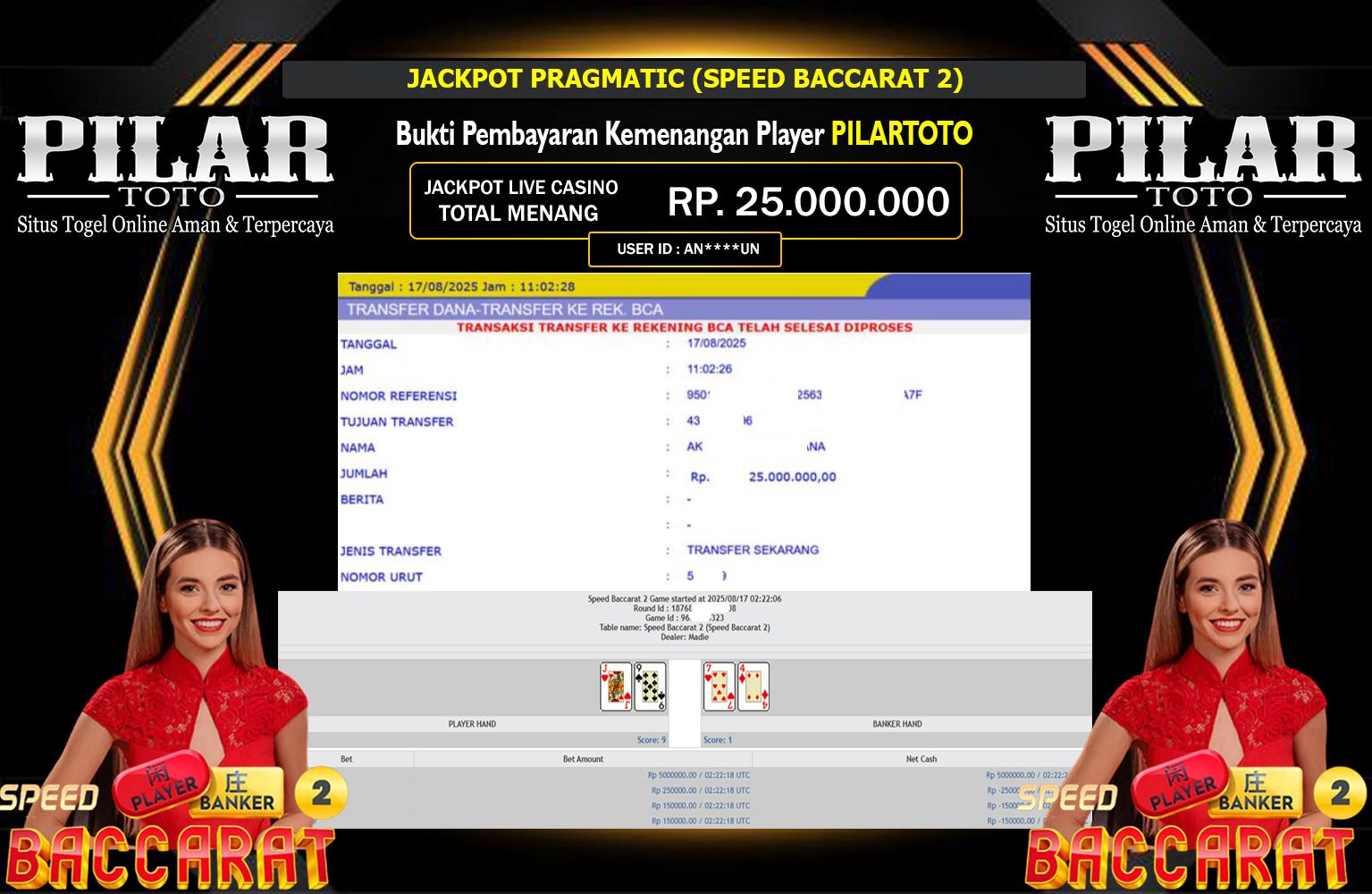 PILARTOTO JACKPOT PRAGMATIC (SPEED BACCARAT 2) Rp.25.000.000,- LUNAS