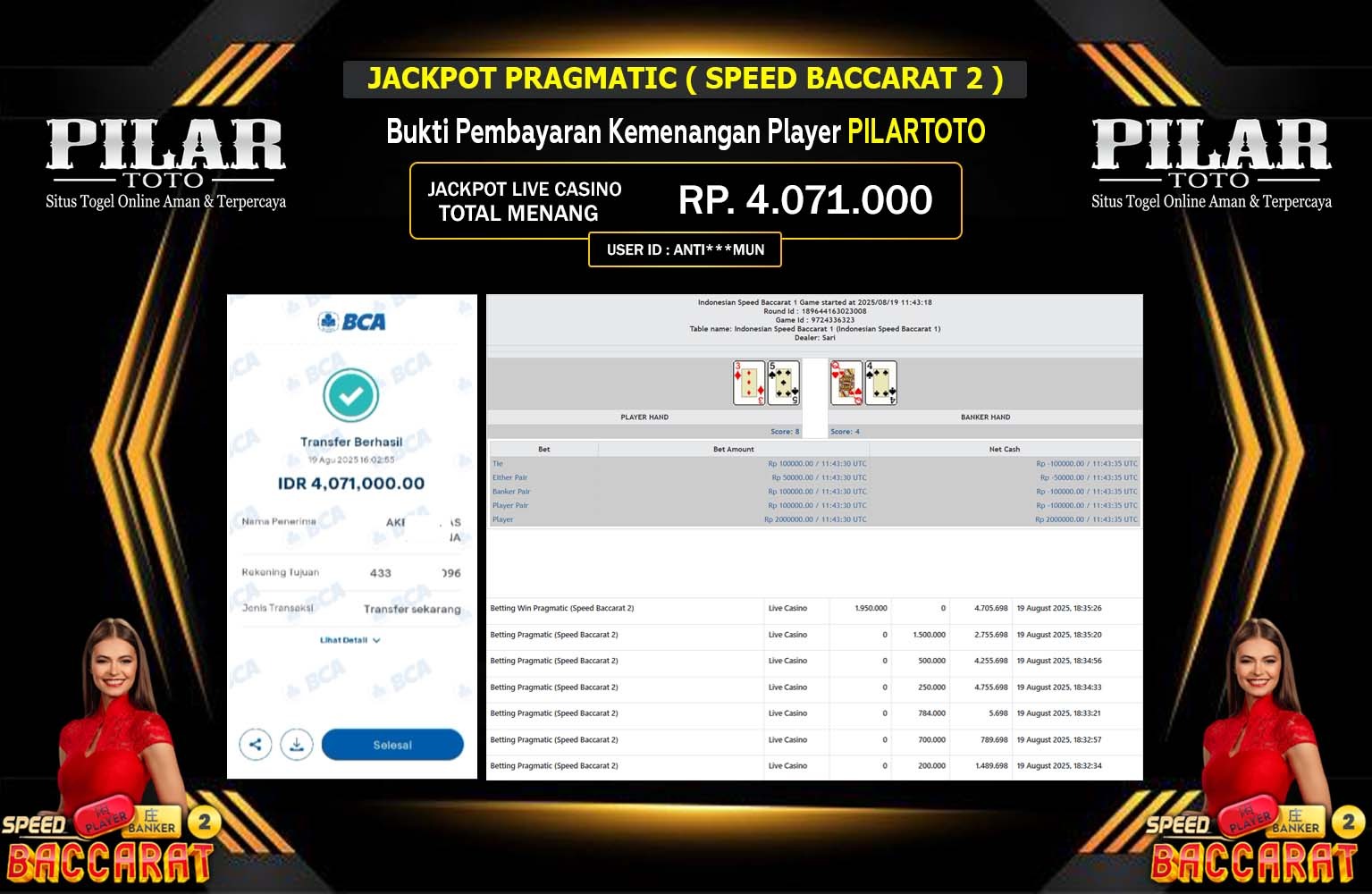 PILARTOTO JACKPOT PRAGMATIC (Speed Baccarat 2) Rp.4.071.000,- LUNAS