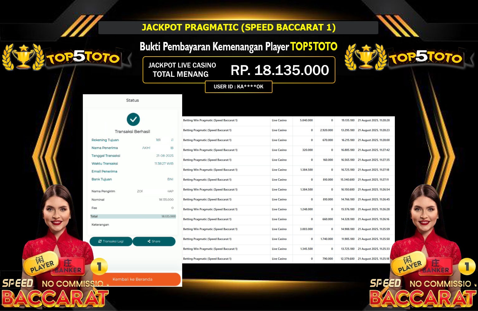 TOP5TOTO JACKPOT PRAGMATIC (SPEED BACCARAT 1) Rp.18.135.000,- LUNAS