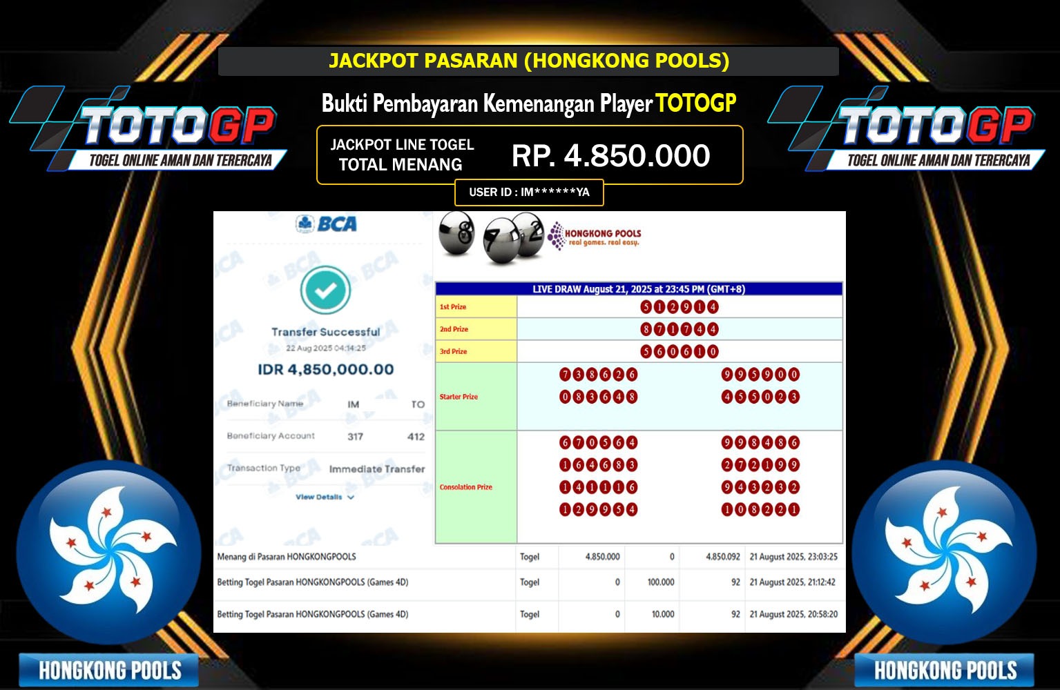 TOTOGP JACKPOT PASARAN (HONGKONG POOLS) Rp.4.850.000,- LUNAS