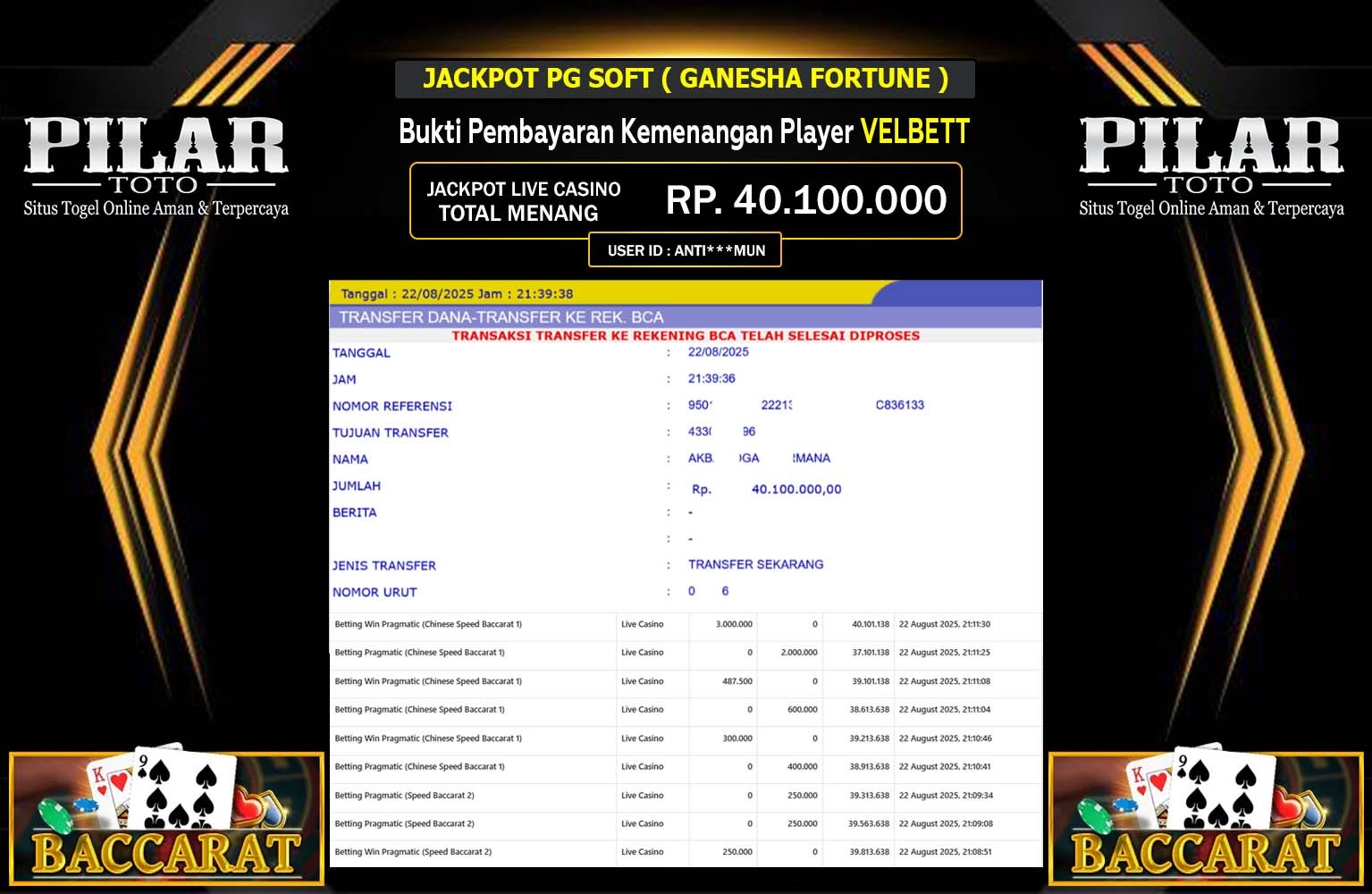 PILARTOTO JACKPOT PRAGMATIC (CHINESE SPEED BACCARAT 1) Rp.40.100.000,- LUNAS