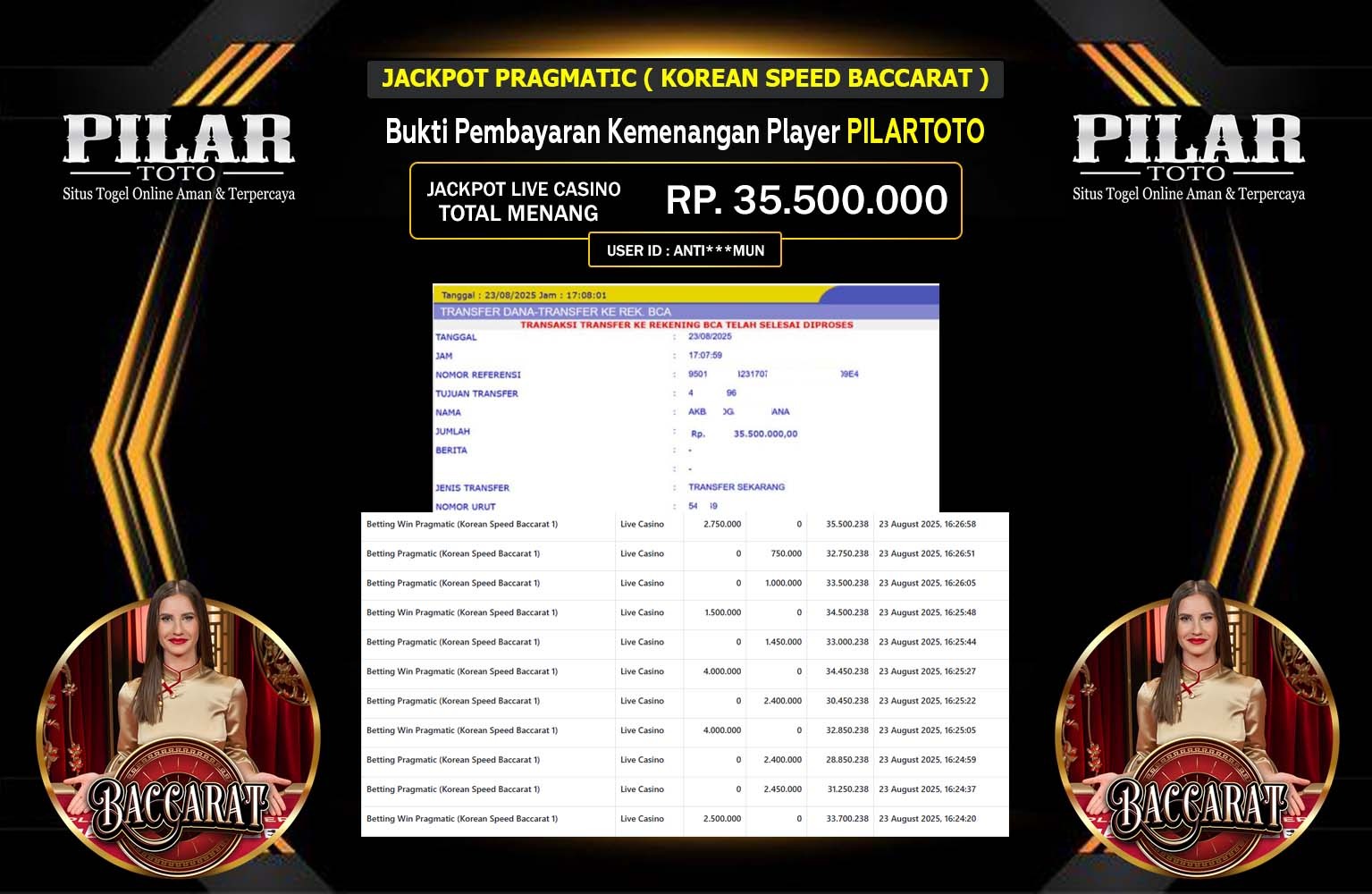PILARTOTO JACKPOT PRAGMATIC (KOREA SPEED BACCARAT 1) Rp.35.500.000,- LUNAS