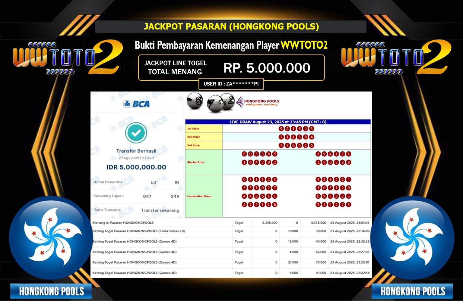 WWTOTO2 JACKPOT PASARAN (HONGKONG POOLS) Rp.5.000.000,- LUNAS