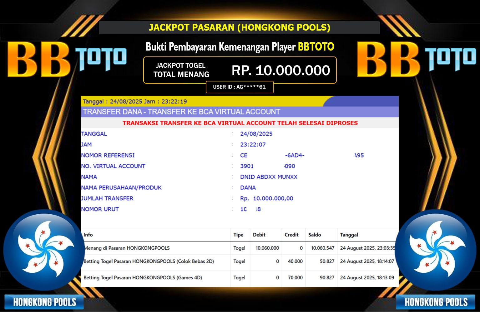 BBTOTO JACKPOT PASARAN (HONGKONG POOLS) Rp.10.000.000,- LUNAS
