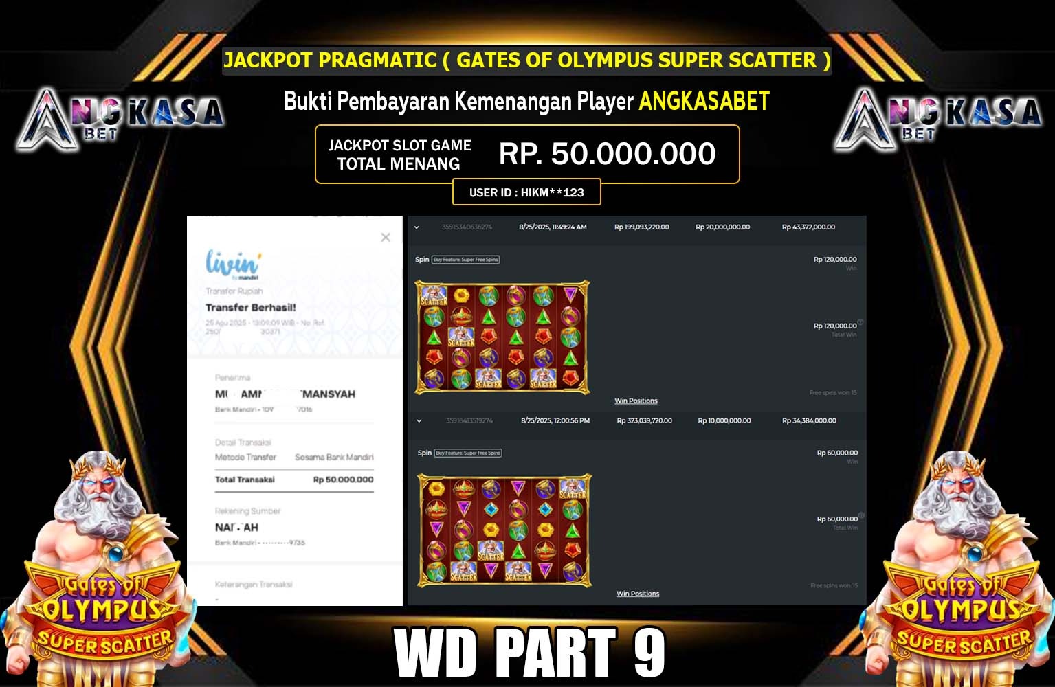 ANGKASABET JACKPOT PRAGMATIC (GATES OF OLYMPUS SUPER SCATTER) Rp.50.000.000,- LUNAS