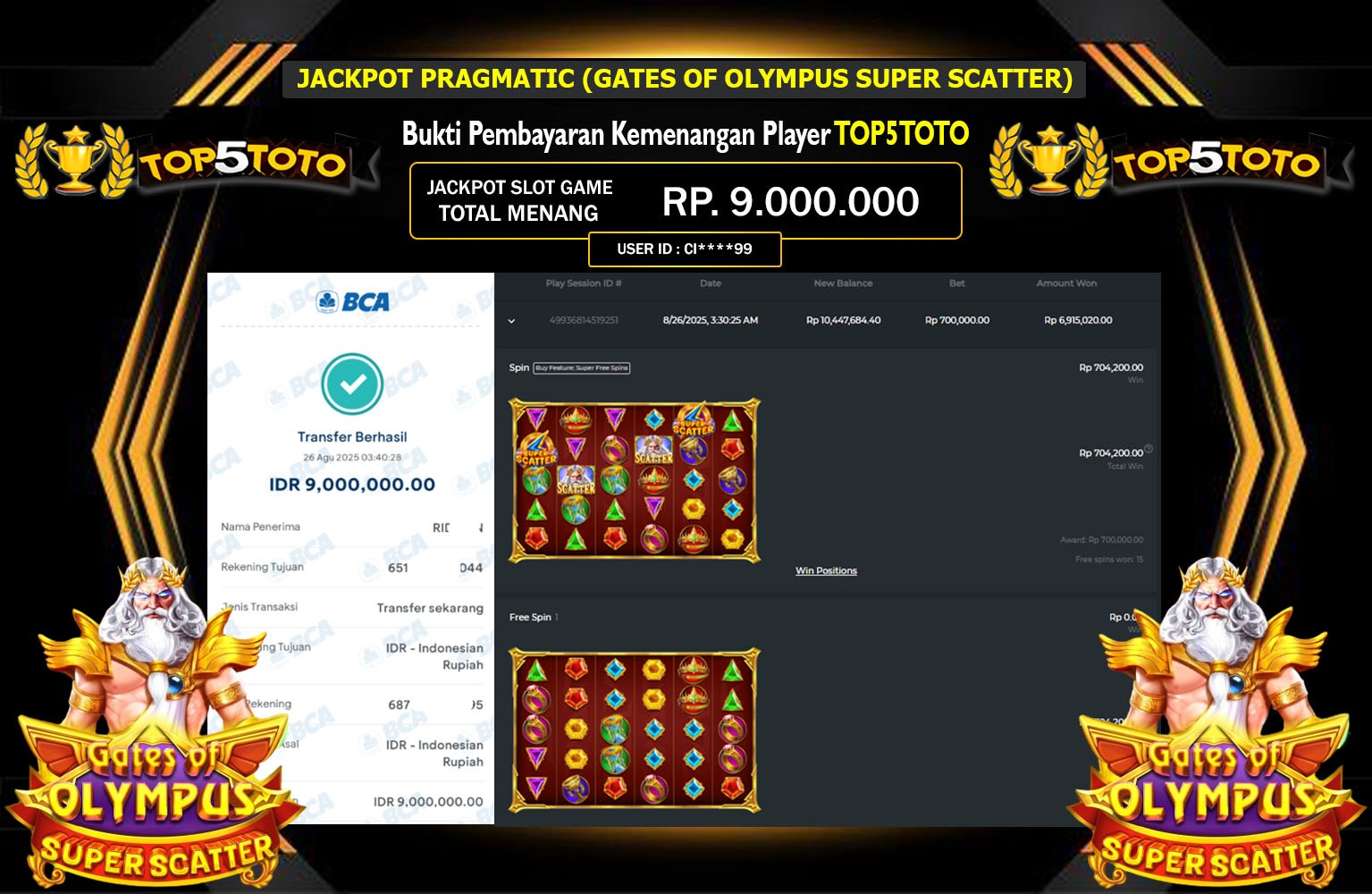 TOP5TOTO JACKPOT PRAGMATIC (GATES OF OLYMPUS SUPER) Rp.9.000.000,- LUNAS