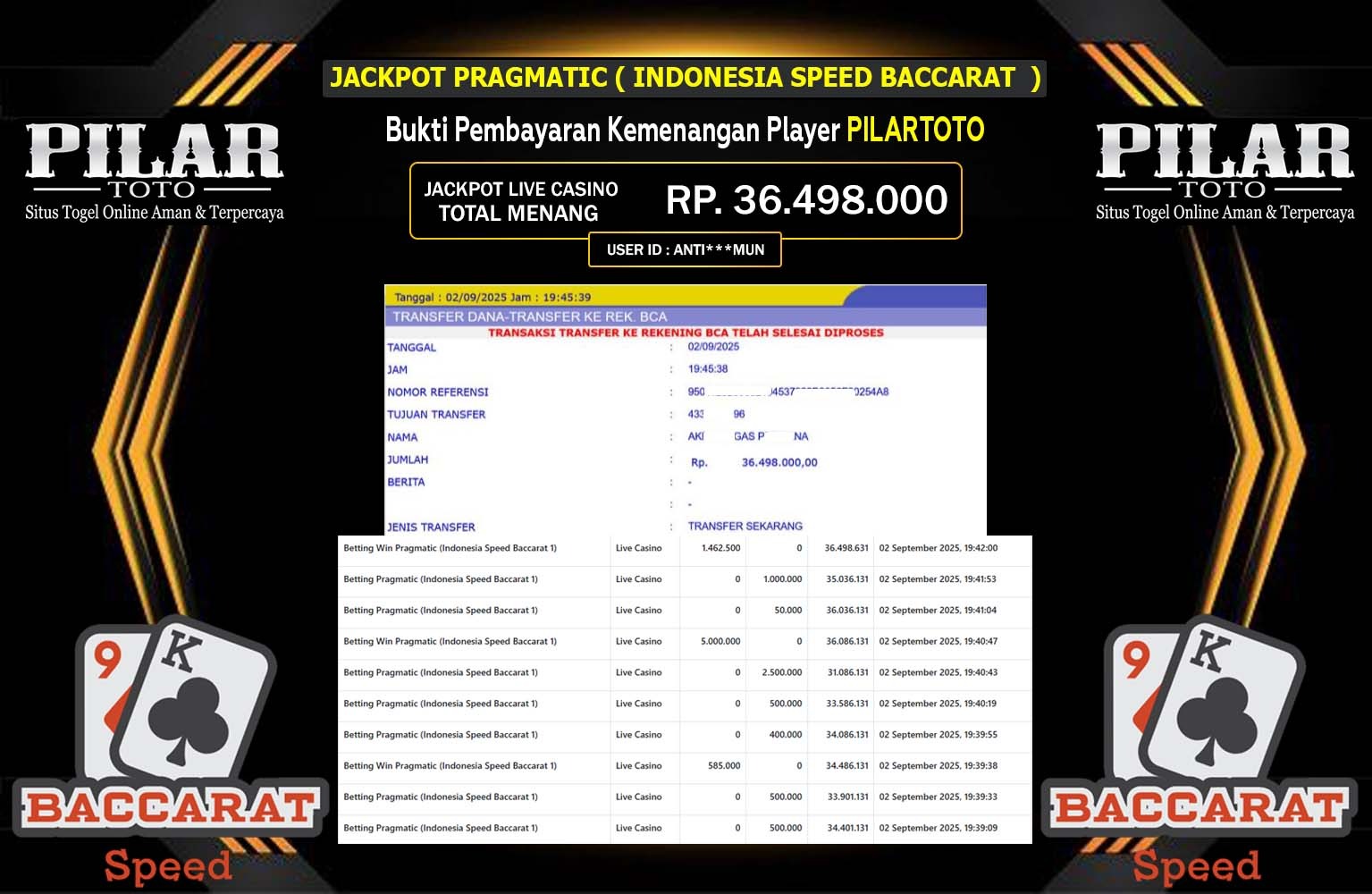 PILARTOTO JACKPOT PRAGMATIC (Indonesia Speed Baccarat 1) Rp.36.498.000,- LUNAS