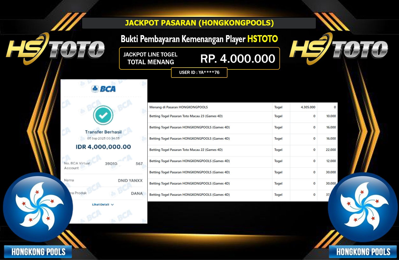 HSTOTO JACKPOT PASARAN (HONGKONGPOOLS) Rp.4.000.000,- LUNAS