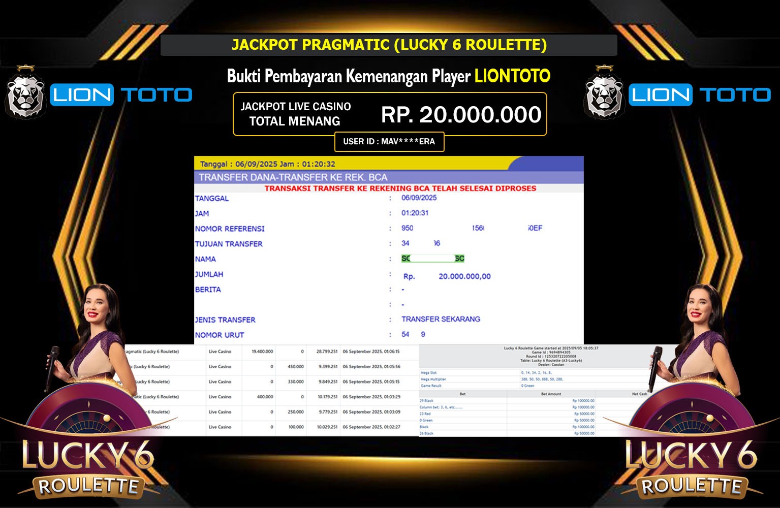 LIONTOTO JACKPOT PRAGMATIC (LUCKY 6 ROULETTE) Rp.20.000.000,- LUNAS