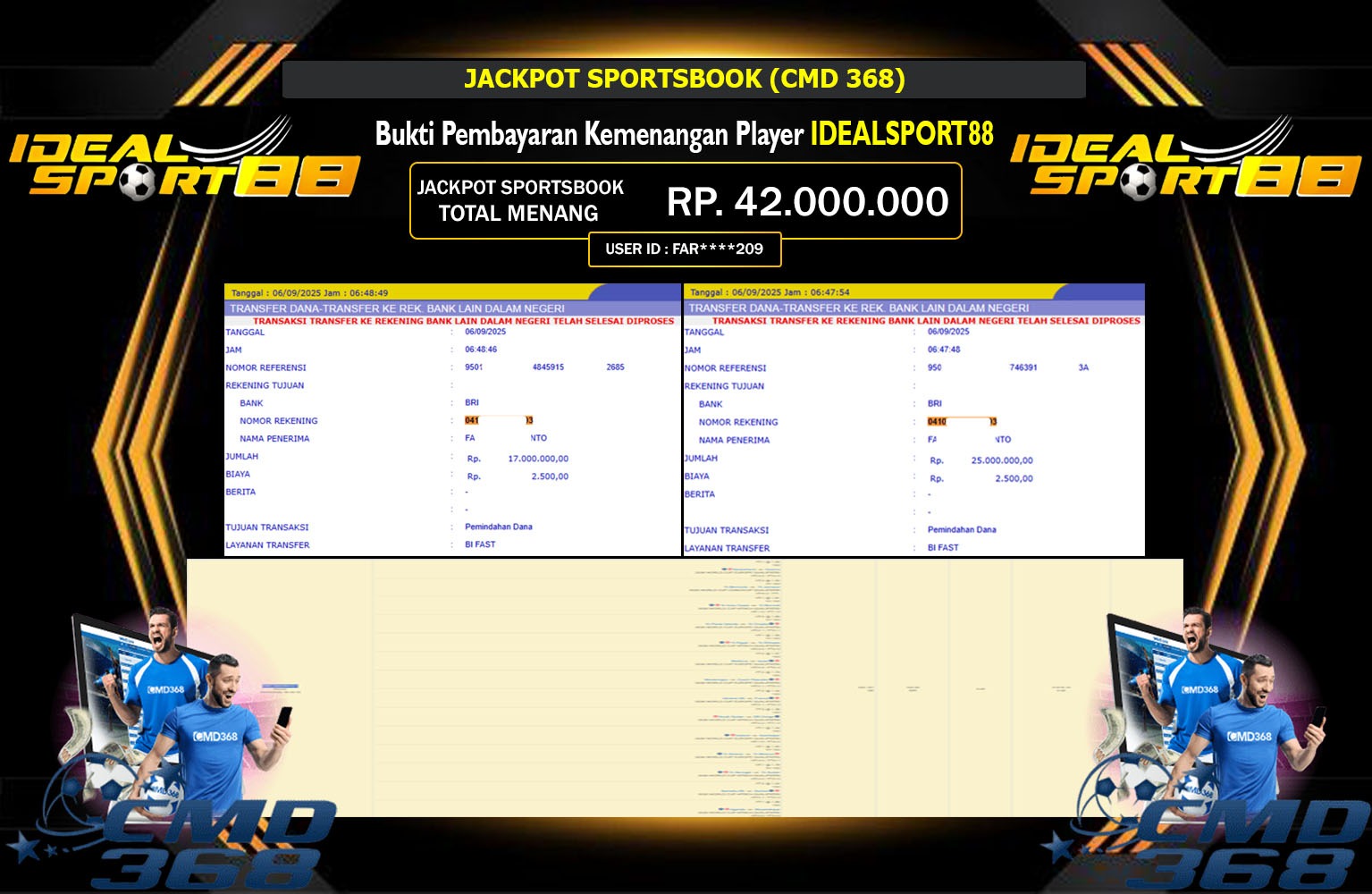 IDEALSPORT88 JACKPOT SPORTSBOOK (CMD 368) Rp.42.000.000,- LUNAS
