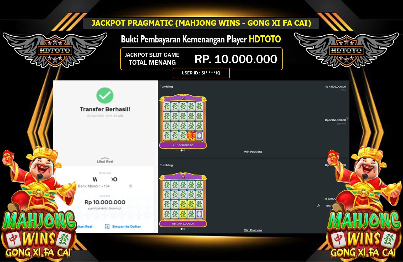 HDTOTO JACKPOT PRAGMATIC (MAHJONG WINS - GONG XI FA CAI) Rp.10.000.000,- LUNAS