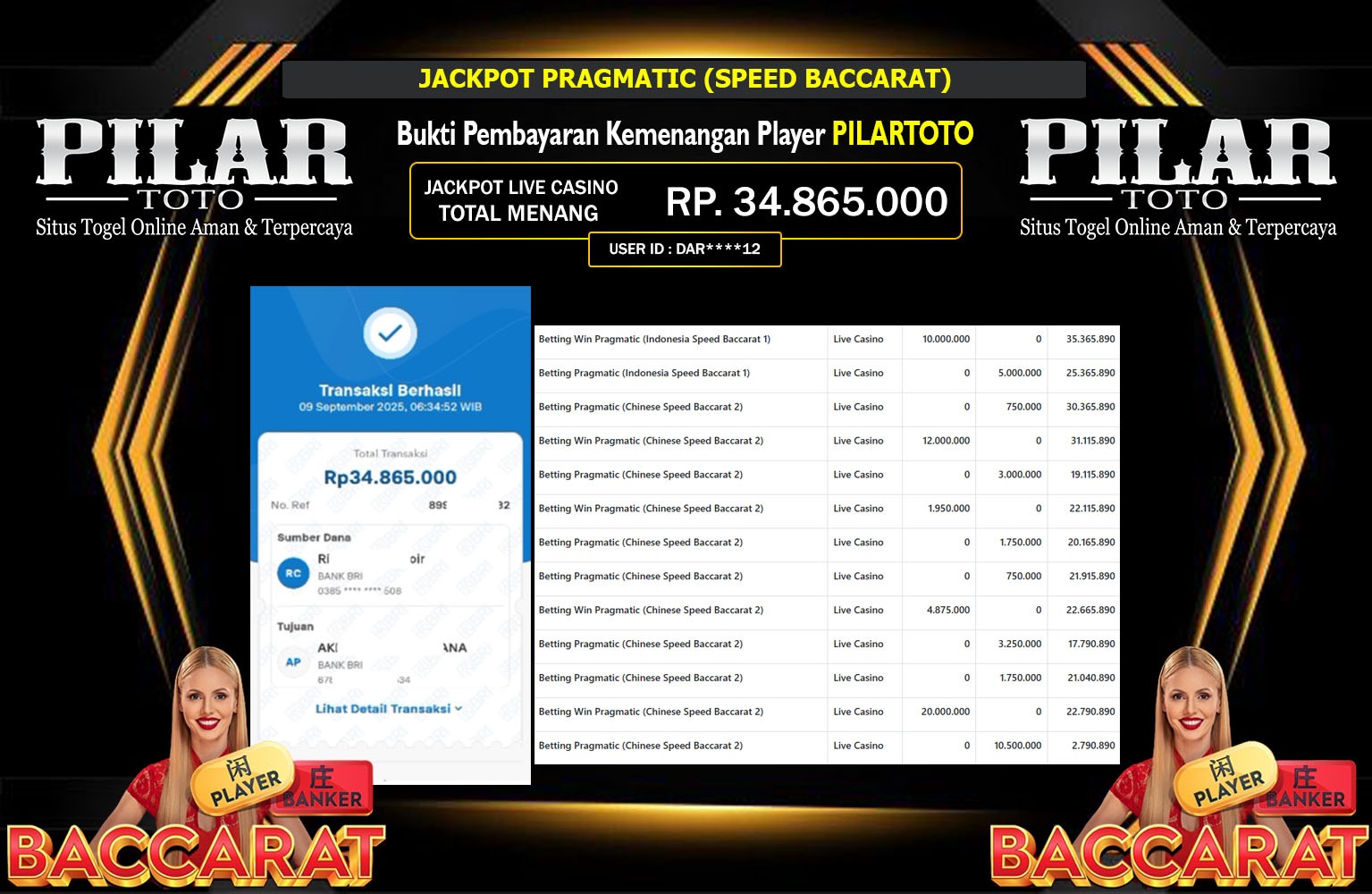 PILARTOTO JACKPOT PRAGMATIC (SPEED BACCARAT) Rp.34.865.000,- LUNAS
