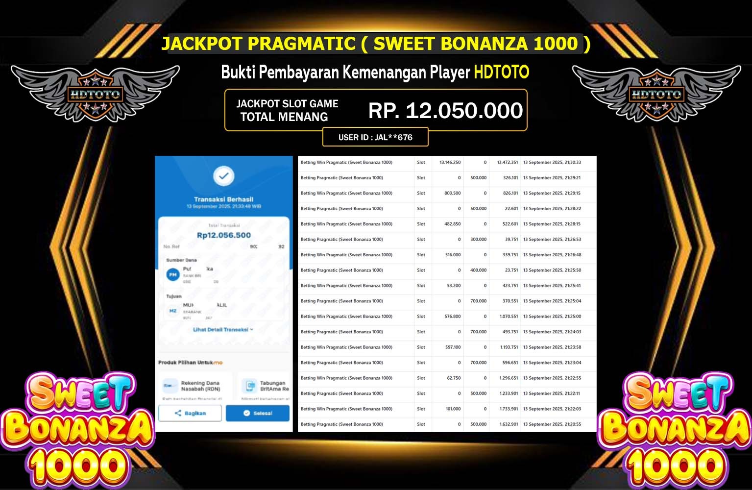 HDTOTO JACKPOT PRAGMATIC (SWEET BONANZA 1000) Rp.12.050.000,- LUNAS