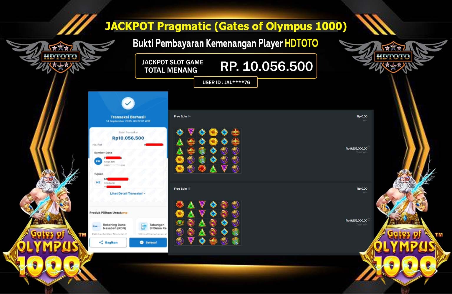 HDTOTO JACKPOT PRAGMATIC (GATES OF OLYMPUS 1000) Rp.10.056.500,- LUNAS