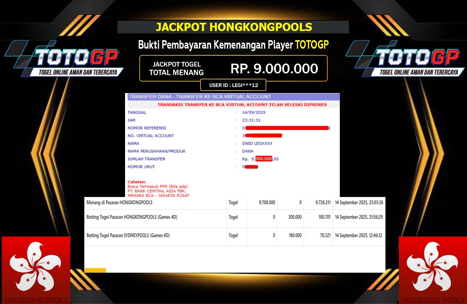 TOTOGP JACKPOT PASARAN (HONGKONGPOOLS) Rp.9.000.000,- LUNAS