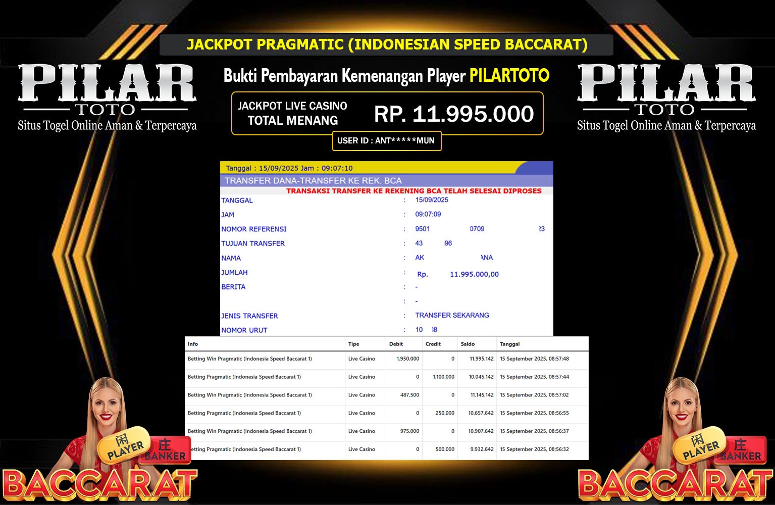 PILARTOTO JACKPOT PRAGMATIC (INDONESIAN SPEED BACCARAY) Rp.11.995.000,- LUNAS