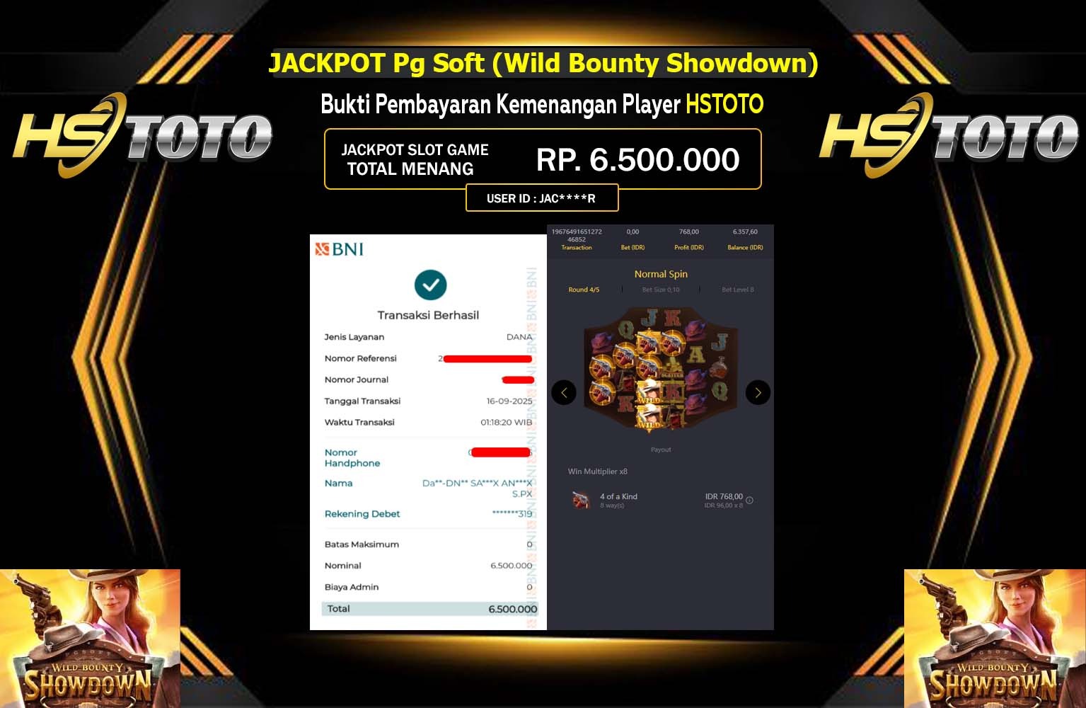 HSTOTO JACKPOT Pg Soft (Wild Bounty Showdown) Rp.6.500.000,- LUNAS
