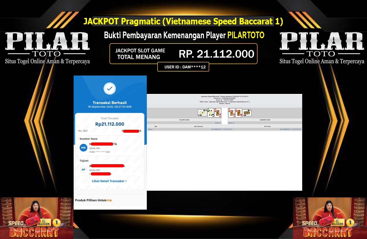 PILARTOTO JACKPOT Pragmatic (Indonesia Speed Baccarat 1) Rp.21.112.000,- LUNAS