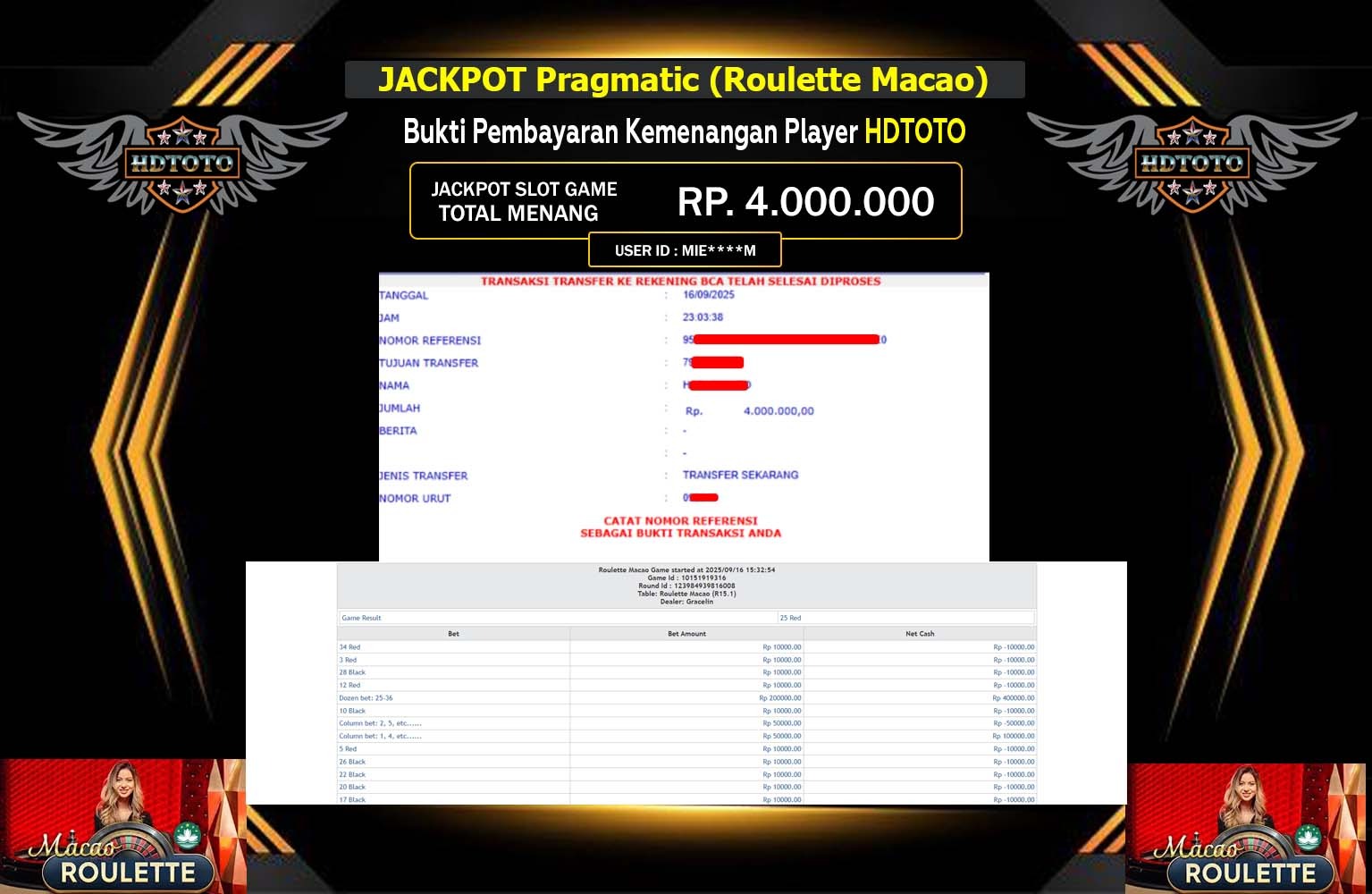 HDTOTO JACKPOT Pragmatic (Roulette Macao) Rp.4.000.000,- LUNAS