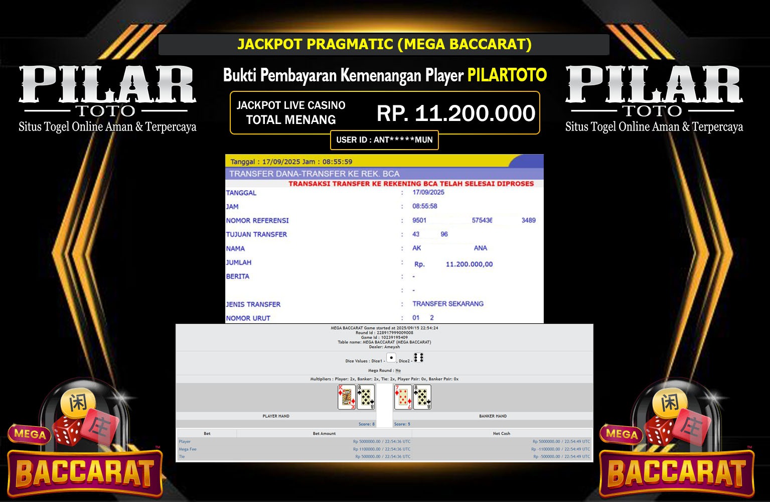 PILARTOTO JACKPOT PRAGMATIC (MEGA BACCARAT) Rp.11.200.000,- LUNAS