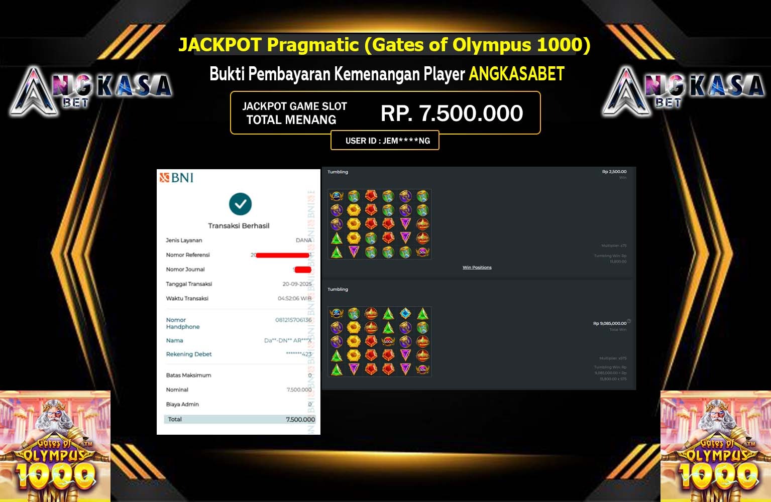 ANGKASABET JACKPOT PRAGMATIC (GATES OF OLYMPUS 1000) Rp.7.500.000,- LUNAS