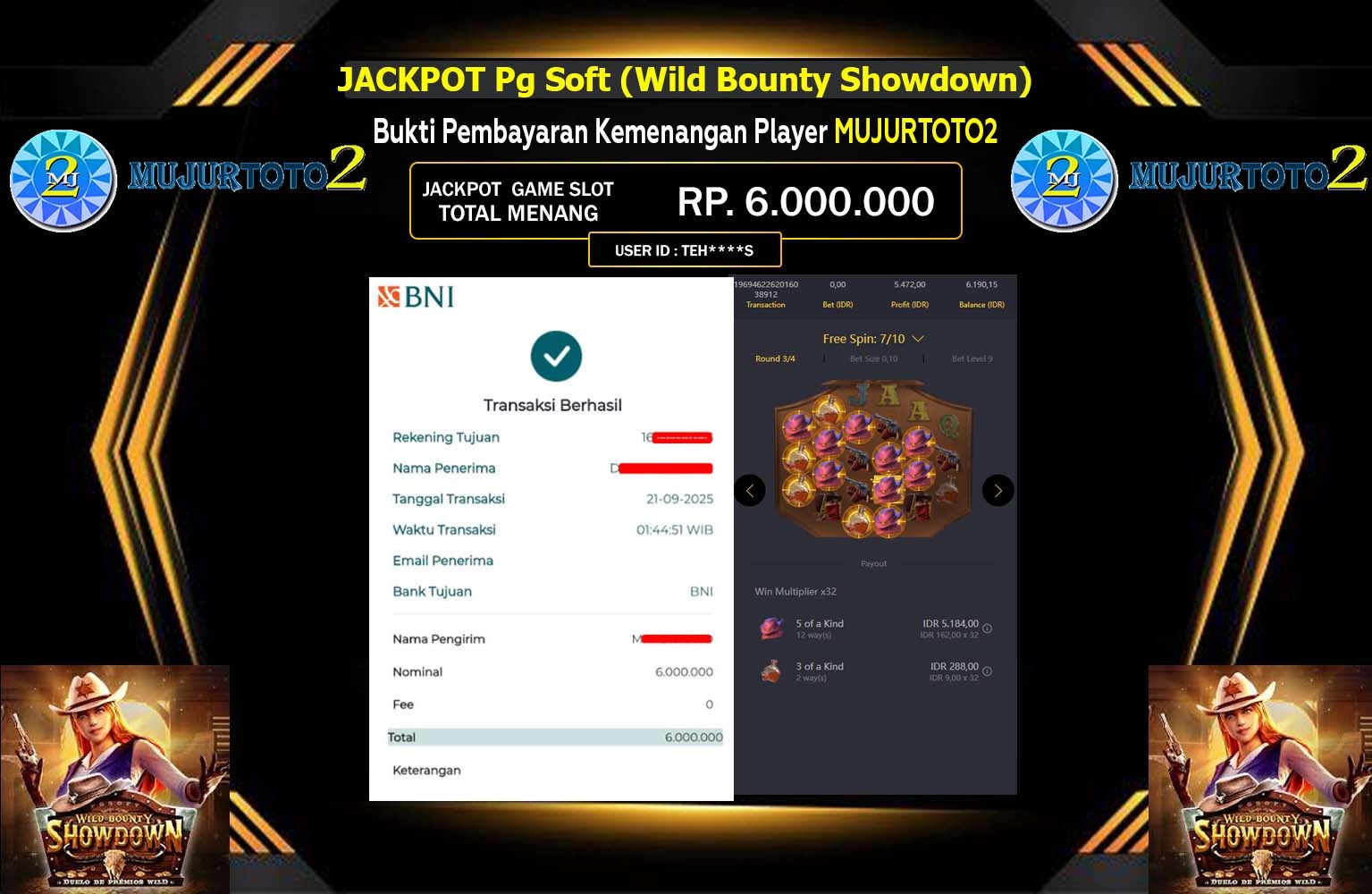 MUJURTOTO2 JACKPOT Pg Soft (Wild Bounty Showdown) Rp.6.000.000,- LUNAS