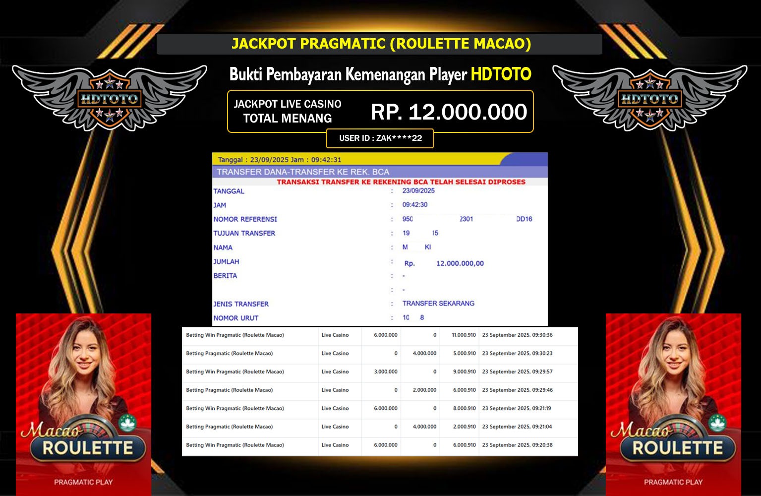 HDTOTO JACKPOT PRAGMATIC (ROULETTE MACAO) Rp.12.000.000,- LUNAS