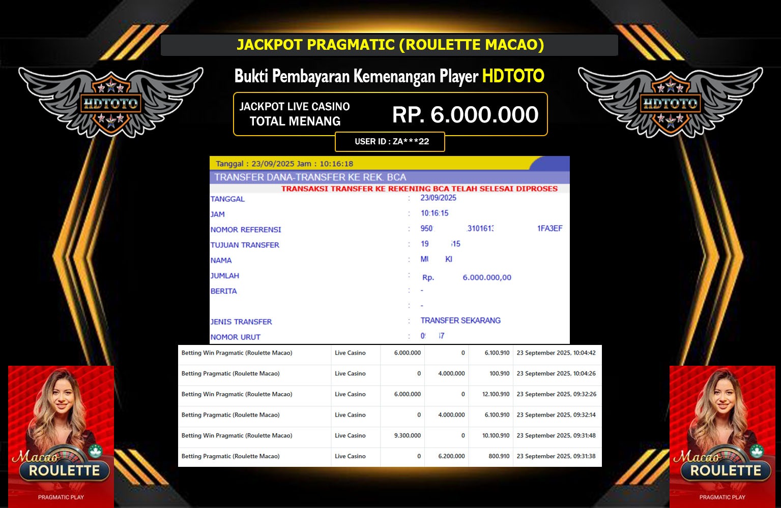 HDTOTO JACKPOT PRAGMATIC (ROULETTE MACAO) Rp.6.000.000,- LUNAS