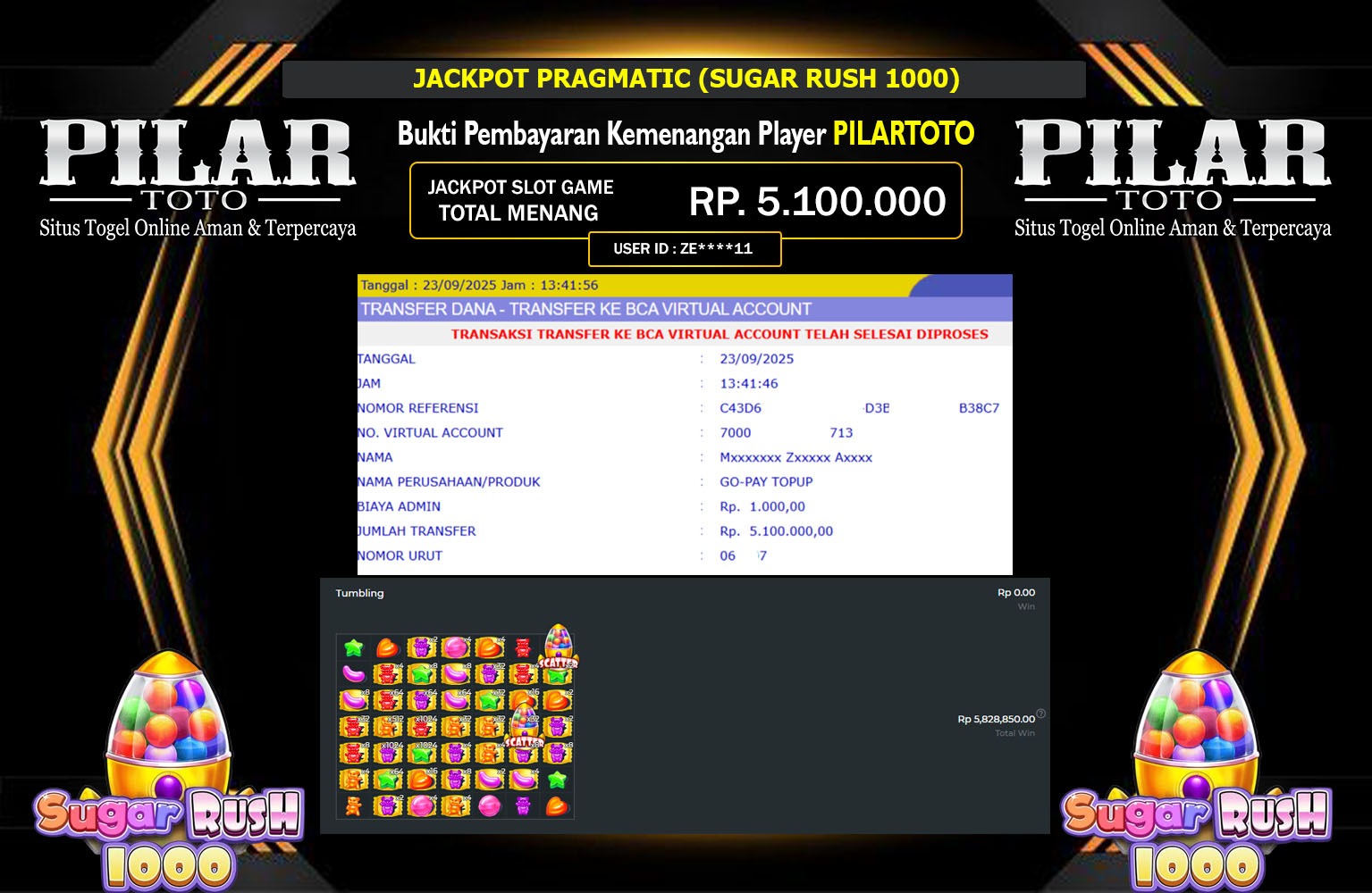 PILARTOTO JACKPOT PRAGMATIC (SUGAR RUSH 1000) Rp.5.100.000,- LUNAS