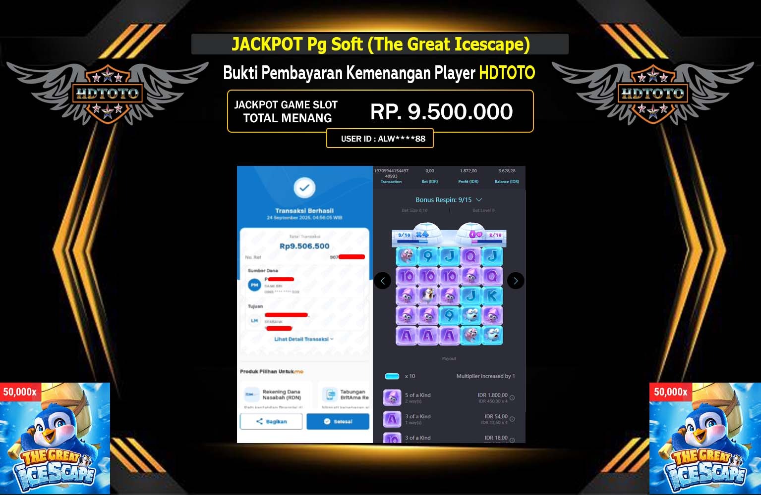 HDTOTO JACKPOT PG SOFT (THE GREAT ICESCAPES) Rp.9.500.000,- LUNAS
