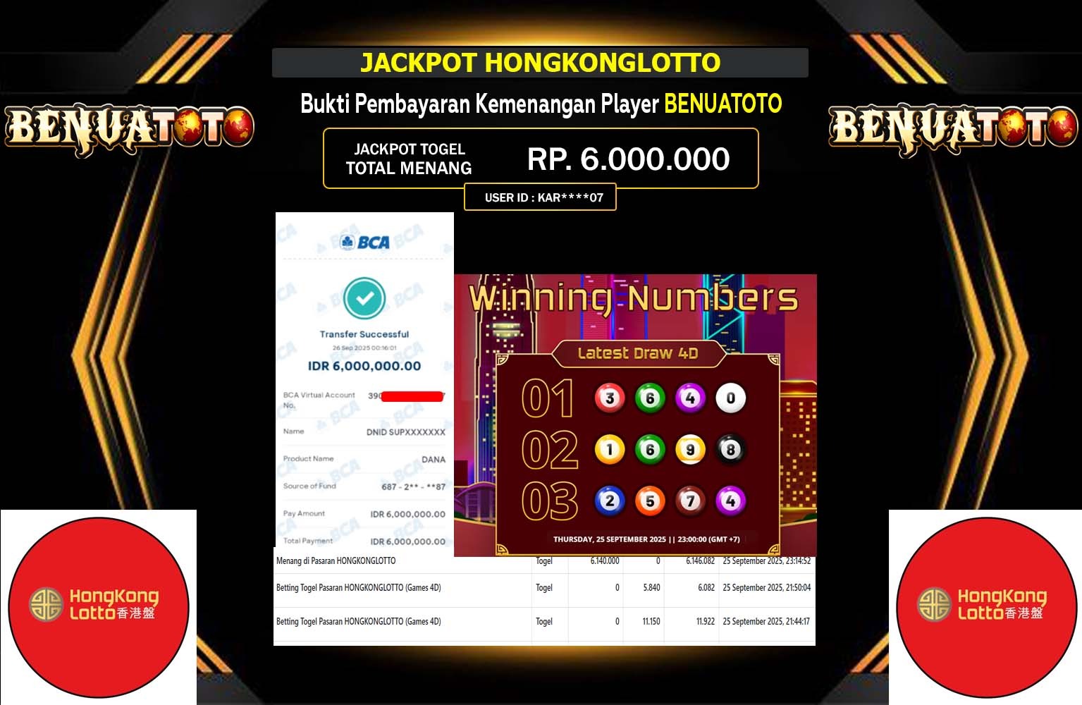 BENUATOTO JACKPOT LINE TOGEL (HONGKONG LOTTO) Rp.6.000.000,- LUNAS